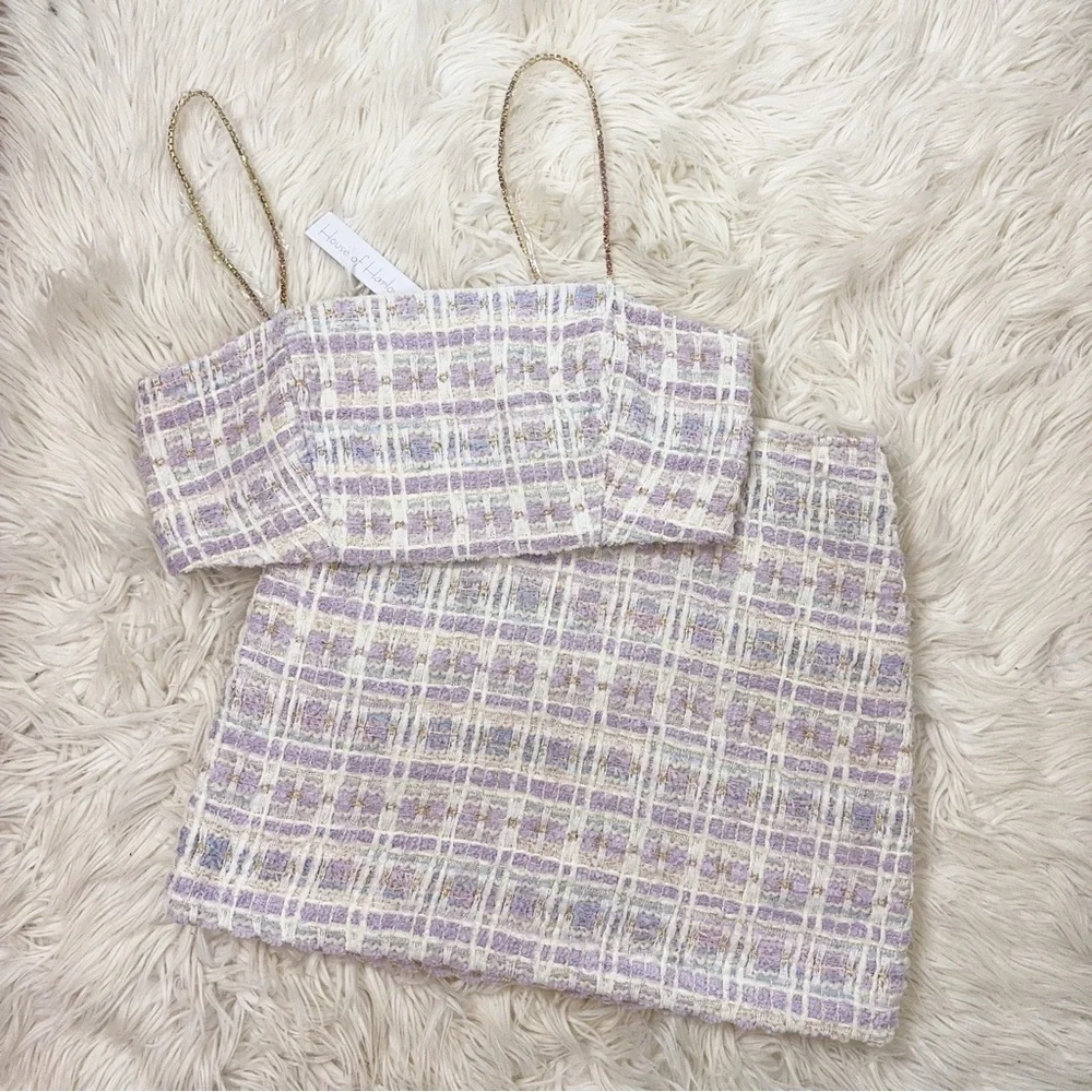House of Harlow 1960 Tweed Crop Top and Mini Skirt Set NWT